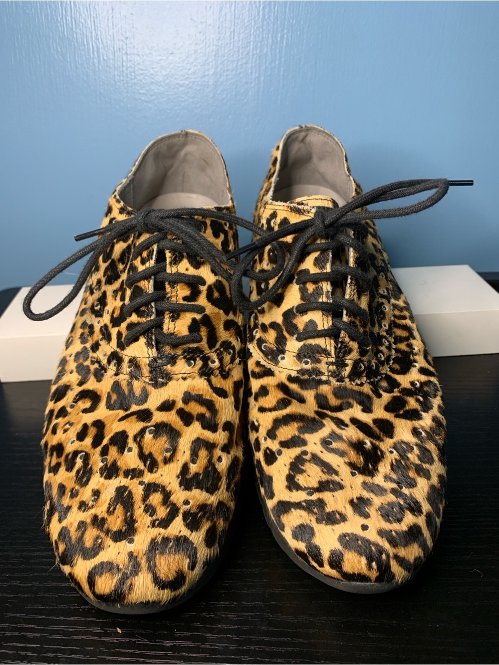 Cole Haan Leopard Print Lace-Up Calf Hair Sneakers